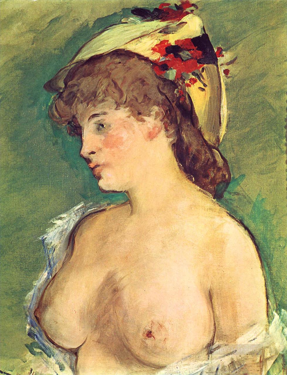 裸の胸を持つ金髪の女性 印象派 エドゥアール・マネ油絵
